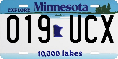 MN license plate 019UCX