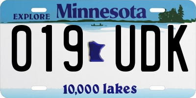 MN license plate 019UDK