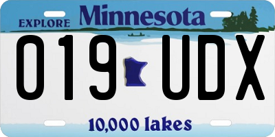 MN license plate 019UDX