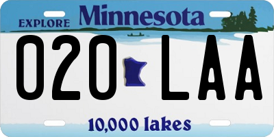 MN license plate 020LAA