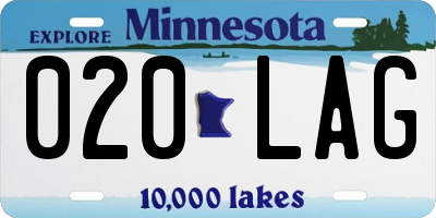 MN license plate 020LAG