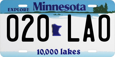 MN license plate 020LAO
