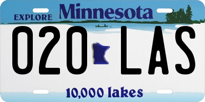 MN license plate 020LAS