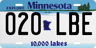 MN license plate 020LBE