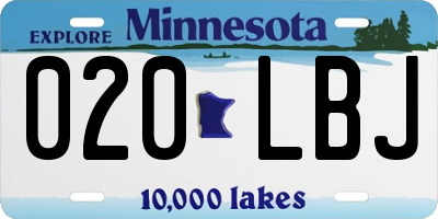 MN license plate 020LBJ