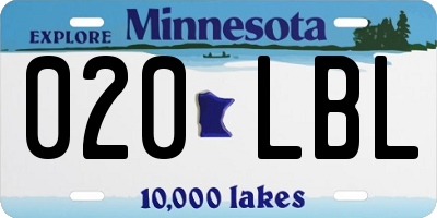 MN license plate 020LBL