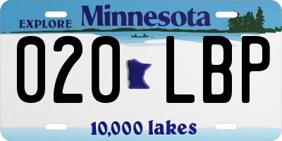 MN license plate 020LBP