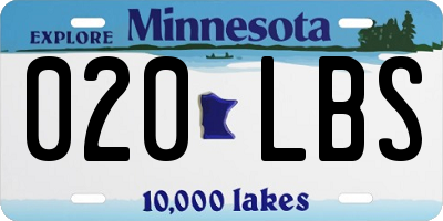 MN license plate 020LBS