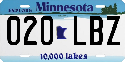 MN license plate 020LBZ