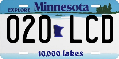 MN license plate 020LCD