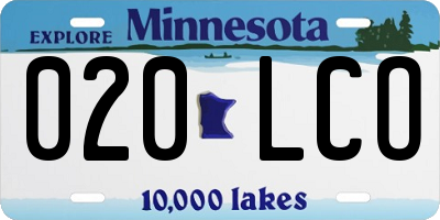 MN license plate 020LCO
