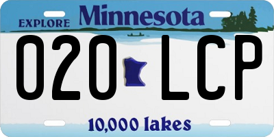 MN license plate 020LCP