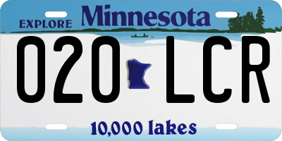 MN license plate 020LCR