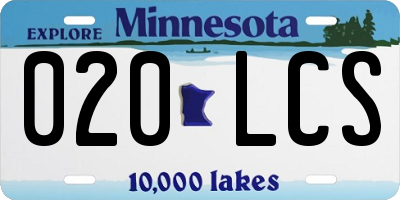 MN license plate 020LCS