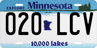 MN license plate 020LCV