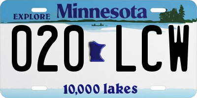 MN license plate 020LCW