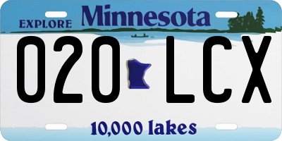 MN license plate 020LCX