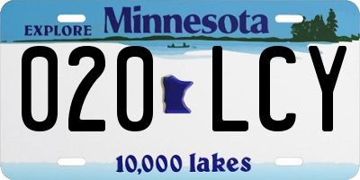MN license plate 020LCY