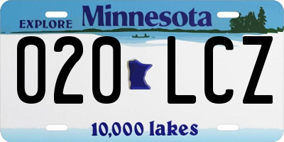 MN license plate 020LCZ