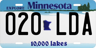 MN license plate 020LDA