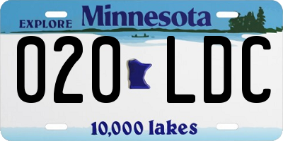 MN license plate 020LDC