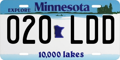 MN license plate 020LDD