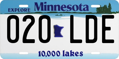 MN license plate 020LDE