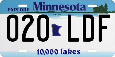 MN license plate 020LDF