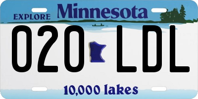 MN license plate 020LDL
