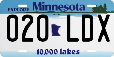 MN license plate 020LDX