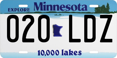 MN license plate 020LDZ