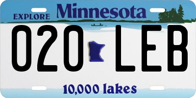 MN license plate 020LEB