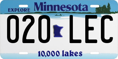MN license plate 020LEC
