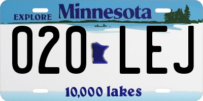 MN license plate 020LEJ