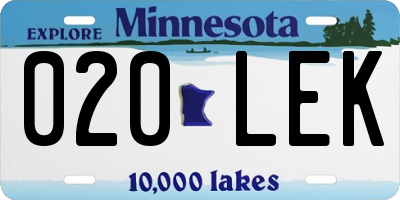 MN license plate 020LEK
