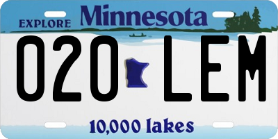 MN license plate 020LEM