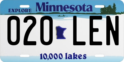 MN license plate 020LEN