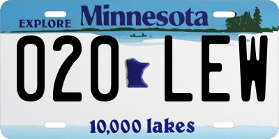 MN license plate 020LEW