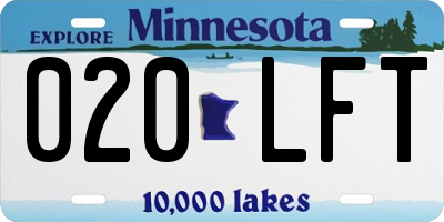 MN license plate 020LFT