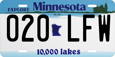 MN license plate 020LFW