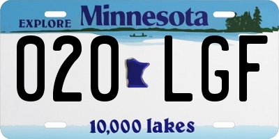 MN license plate 020LGF