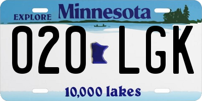 MN license plate 020LGK