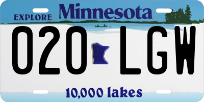 MN license plate 020LGW