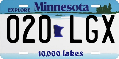 MN license plate 020LGX