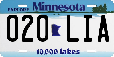 MN license plate 020LIA