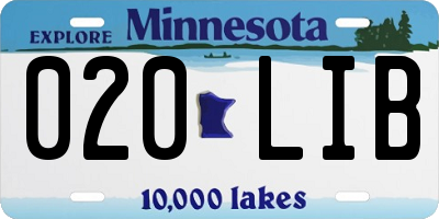 MN license plate 020LIB