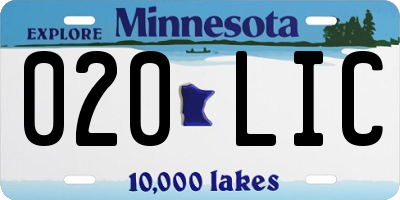 MN license plate 020LIC