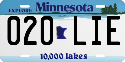 MN license plate 020LIE