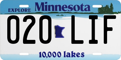 MN license plate 020LIF