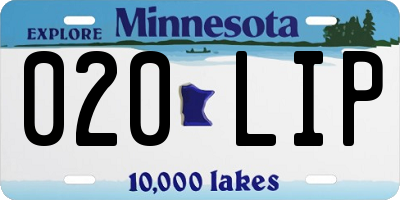 MN license plate 020LIP